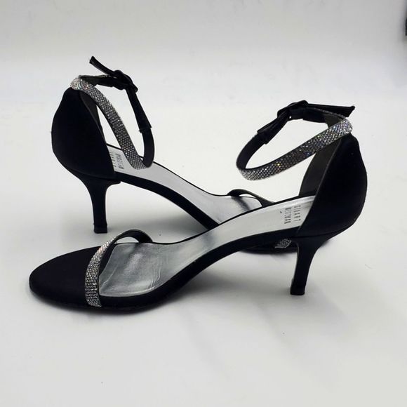 SOLD!!! STUART WEITZMAN Satin/Crystal Ankle Strap Heels - Size 7 1/2 - Picture 4 of 8